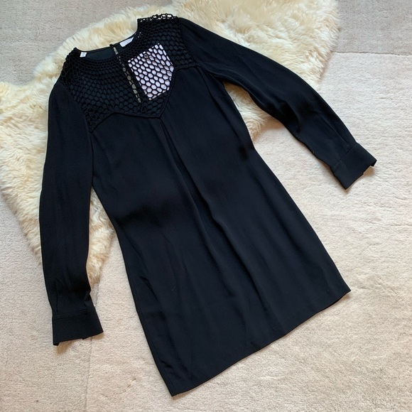 ALC💕 Black Tate Embroidered Long Sleeve Net Dress - Picture 5 of 10